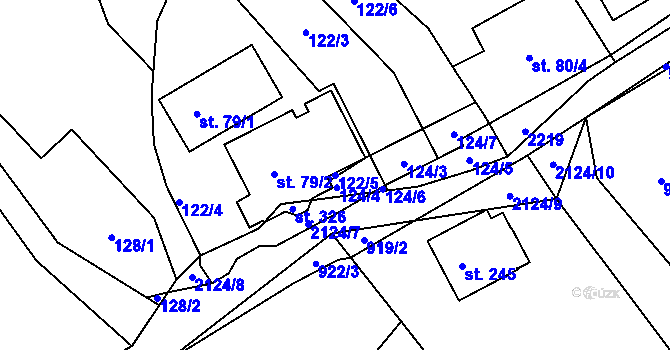 Parcela st. 122/5 v KÚ Nová Ves u Chotěboře, Katastrální mapa