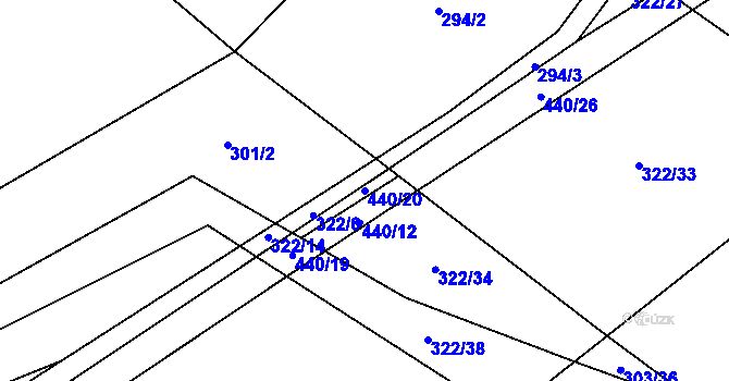 Parcela st. 440/20 v KÚ Nová Ves u Chotěboře, Katastrální mapa