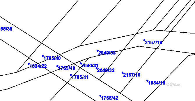 Parcela st. 2040/33 v KÚ Nová Ves u Chotěboře, Katastrální mapa
