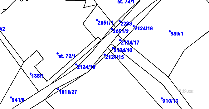 Parcela st. 2124/15 v KÚ Nová Ves u Chotěboře, Katastrální mapa