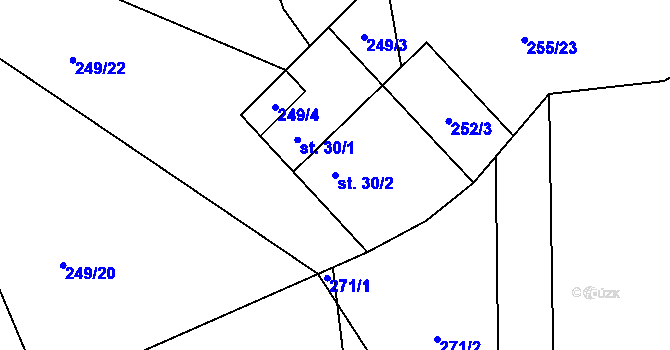 Parcela st. 30/2 v KÚ Víska u Chotěboře, Katastrální mapa