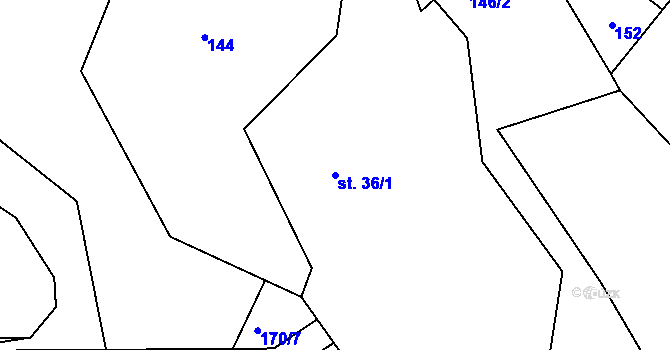 Parcela st. 36/1 v KÚ Víska u Chotěboře, Katastrální mapa