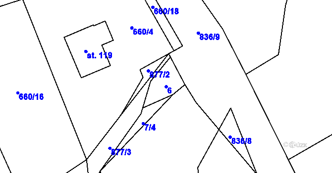 Parcela st. 6 v KÚ Víska u Chotěboře, Katastrální mapa