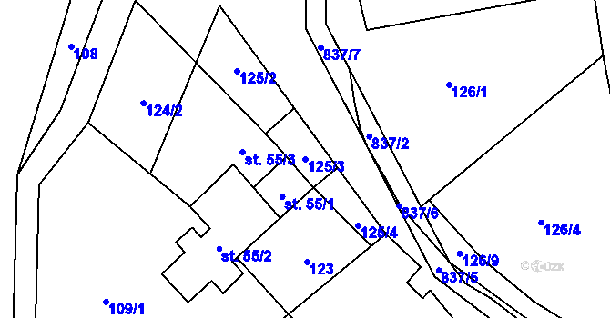 Parcela st. 125/3 v KÚ Víska u Chotěboře, Katastrální mapa