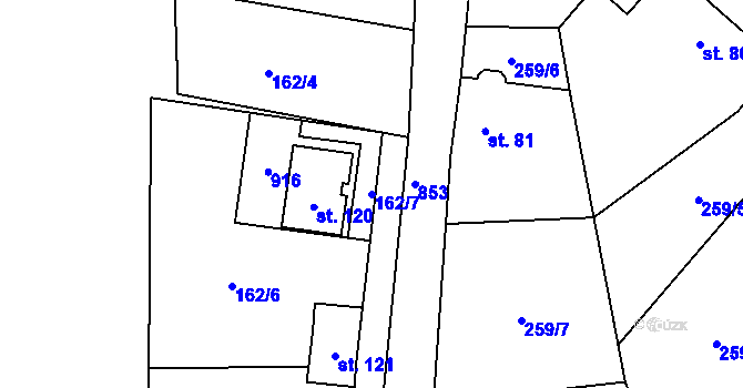Parcela st. 162/7 v KÚ Víska u Chotěboře, Katastrální mapa