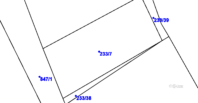 Parcela st. 233/7 v KÚ Víska u Chotěboře, Katastrální mapa