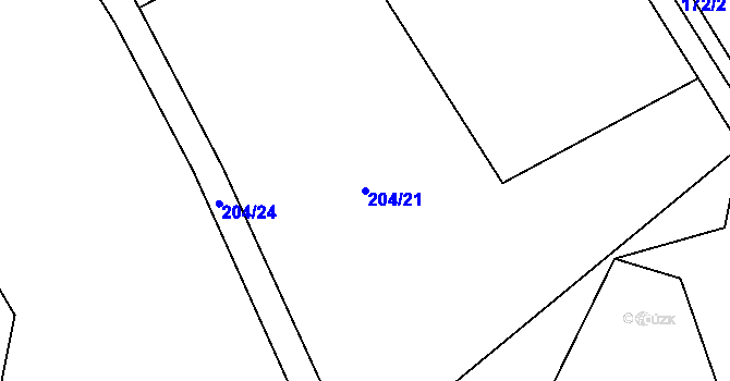 Parcela st. 204/21 v KÚ Víska u Chotěboře, Katastrální mapa