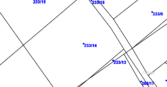 Parcela st. 233/14 v KÚ Víska u Chotěboře, Katastrální mapa