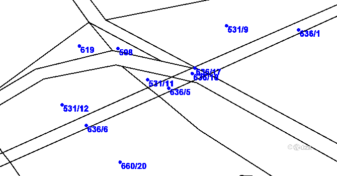 Parcela st. 636/5 v KÚ Víska u Chotěboře, Katastrální mapa