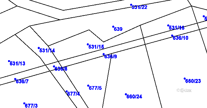 Parcela st. 636/9 v KÚ Víska u Chotěboře, Katastrální mapa