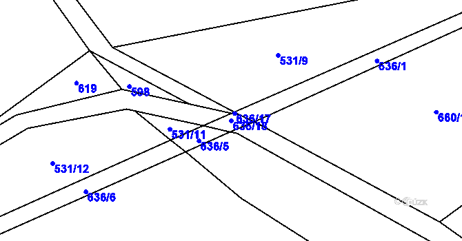 Parcela st. 636/18 v KÚ Víska u Chotěboře, Katastrální mapa