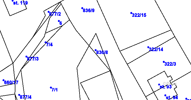 Parcela st. 836/8 v KÚ Víska u Chotěboře, Katastrální mapa