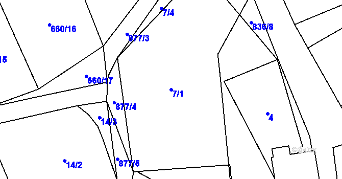 Parcela st. 7/1 v KÚ Víska u Chotěboře, Katastrální mapa