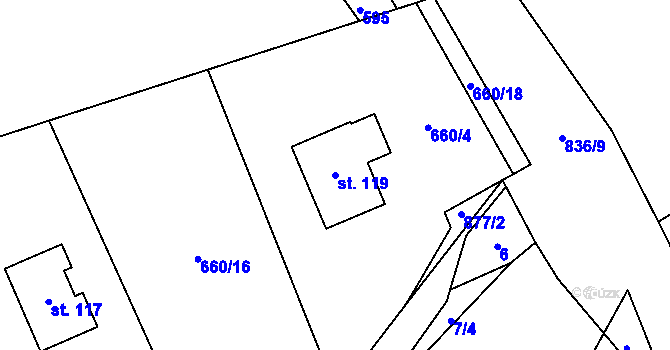 Parcela st. 119 v KÚ Víska u Chotěboře, Katastrální mapa