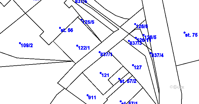 Parcela st. 837/1 v KÚ Víska u Chotěboře, Katastrální mapa