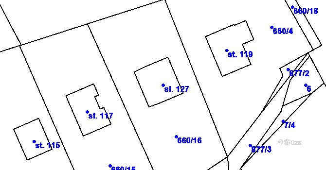 Parcela st. 127 v KÚ Víska u Chotěboře, Katastrální mapa