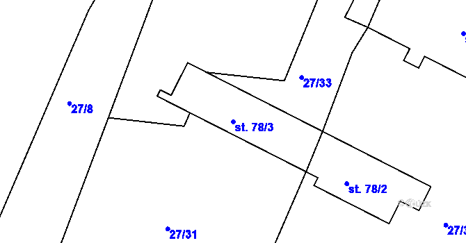 Parcela st. 78/3 v KÚ Nová Ves u Chýnova, Katastrální mapa