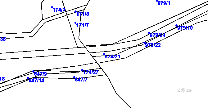Parcela st. 979/21 v KÚ Nová Ves u Chýnova, Katastrální mapa