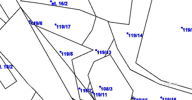 Parcela st. 119/13 v KÚ Nová Ves u Chýnova, Katastrální mapa