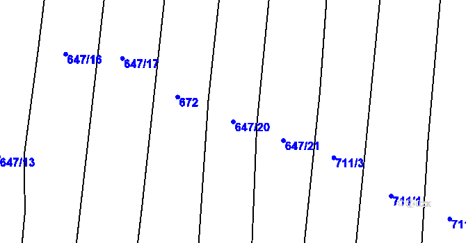 Parcela st. 647/20 v KÚ Nová Ves u Chýnova, Katastrální mapa