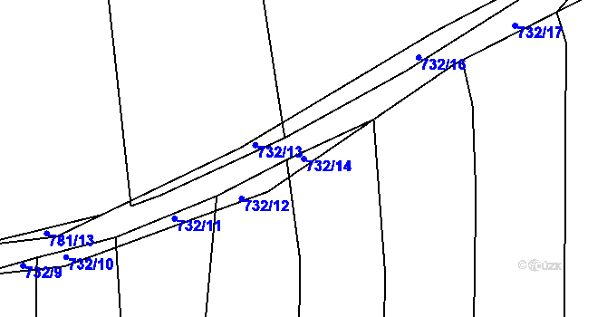 Parcela st. 732/14 v KÚ Nová Ves u Chýnova, Katastrální mapa