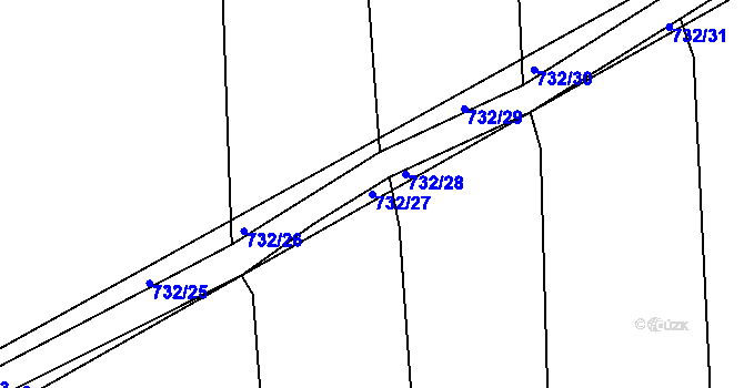 Parcela st. 732/27 v KÚ Nová Ves u Chýnova, Katastrální mapa