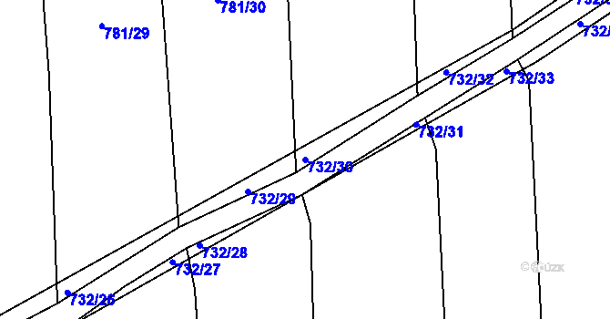 Parcela st. 732/30 v KÚ Nová Ves u Chýnova, Katastrální mapa