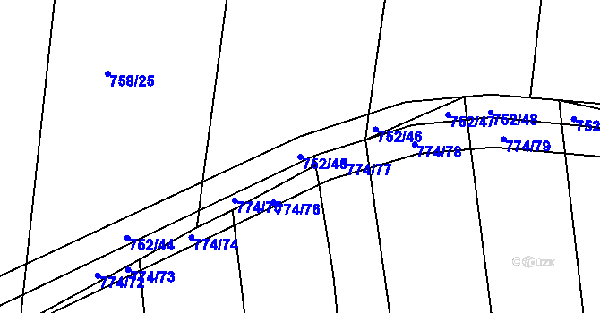 Parcela st. 752/45 v KÚ Nová Ves u Chýnova, Katastrální mapa