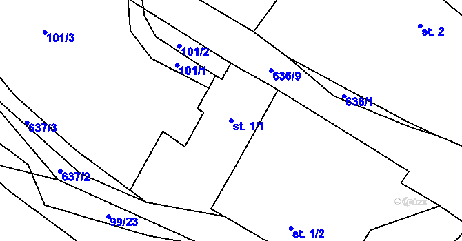 Parcela st. 1/1 v KÚ Turovec, Katastrální mapa