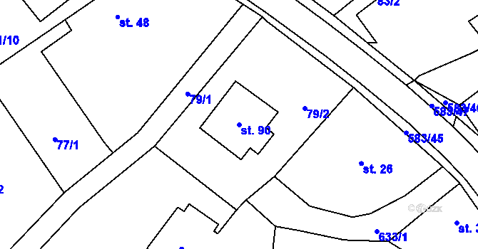 Parcela st. 90 v KÚ Turovec, Katastrální mapa