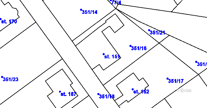 Parcela st. 151 v KÚ Turovec, Katastrální mapa