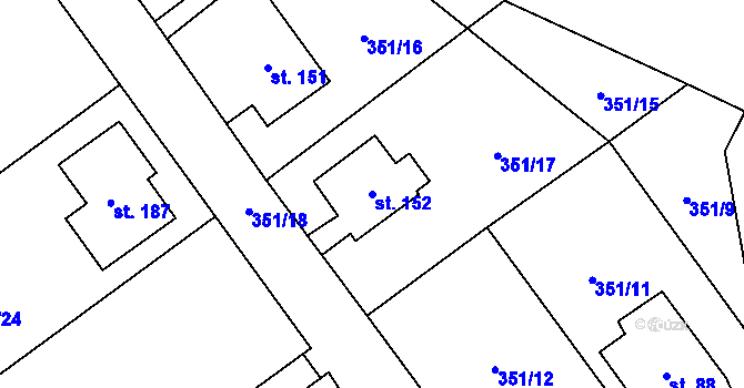 Parcela st. 152 v KÚ Turovec, Katastrální mapa