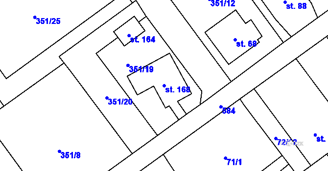 Parcela st. 168 v KÚ Turovec, Katastrální mapa