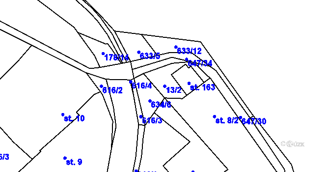 Parcela st. 13/2 v KÚ Turovec, Katastrální mapa