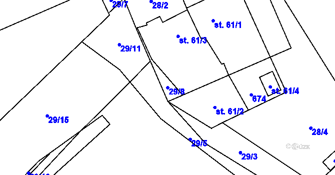 Parcela st. 29/8 v KÚ Turovec, Katastrální mapa