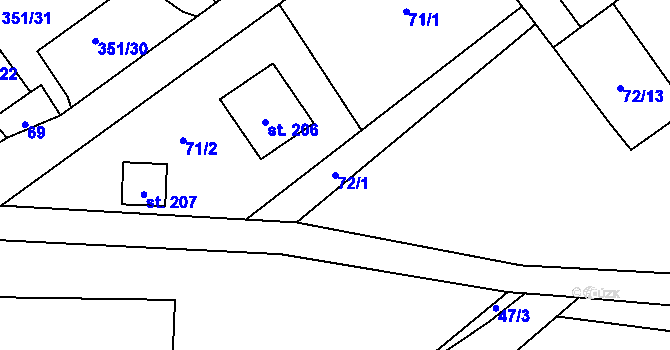 Parcela st. 72/1 v KÚ Turovec, Katastrální mapa