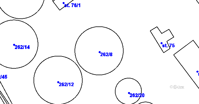 Parcela st. 262/8 v KÚ Turovec, Katastrální mapa