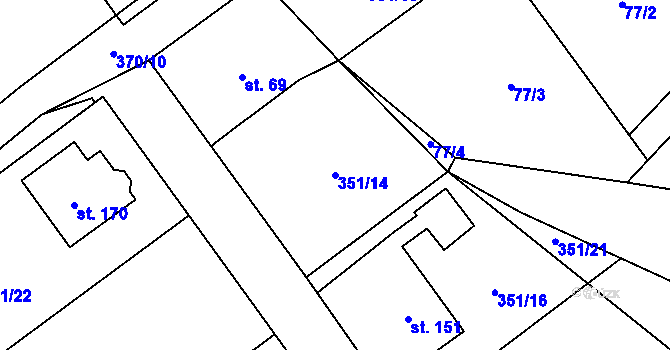 Parcela st. 351/14 v KÚ Turovec, Katastrální mapa
