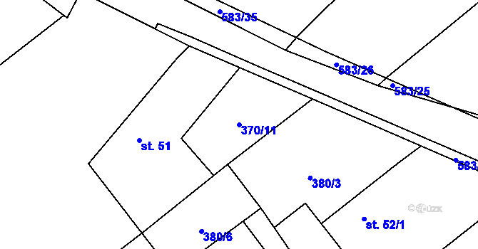 Parcela st. 370/11 v KÚ Turovec, Katastrální mapa