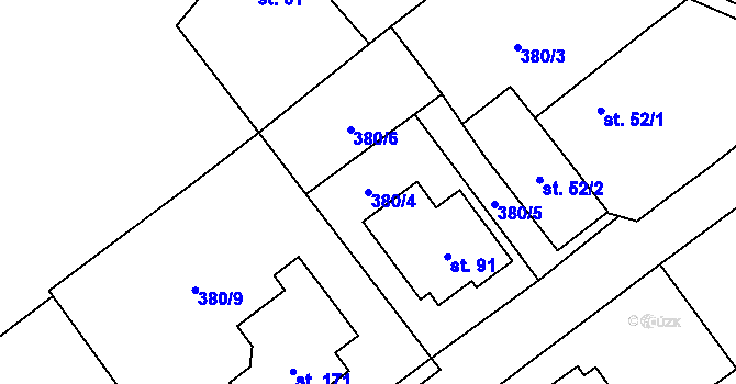 Parcela st. 380/4 v KÚ Turovec, Katastrální mapa