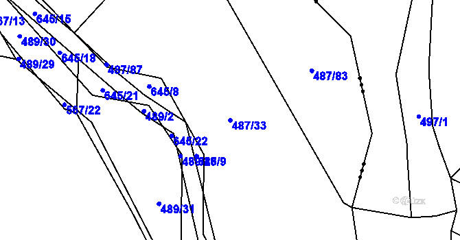 Parcela st. 487/33 v KÚ Turovec, Katastrální mapa