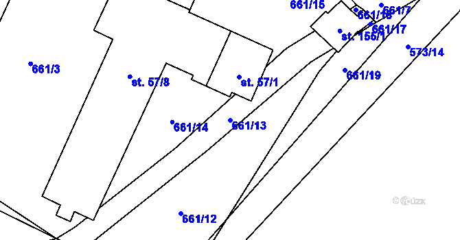 Parcela st. 661/13 v KÚ Turovec, Katastrální mapa