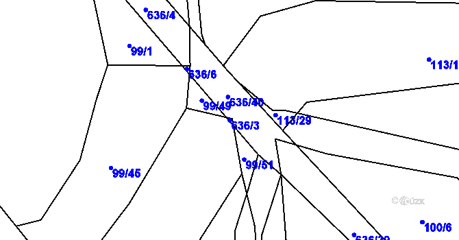 Parcela st. 636/3 v KÚ Turovec, Katastrální mapa