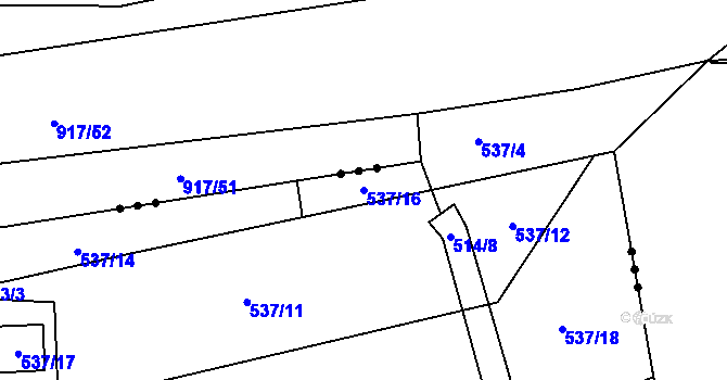 Parcela st. 537/16 v KÚ Turovec, Katastrální mapa