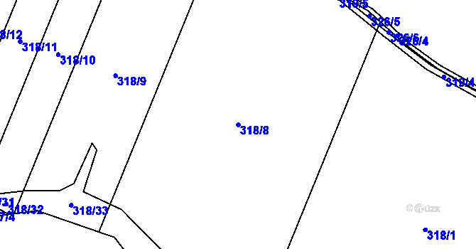 Parcela st. 318/8 v KÚ Turovec, Katastrální mapa