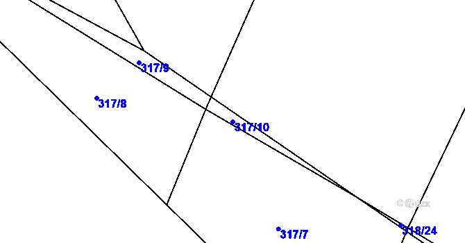 Parcela st. 317/10 v KÚ Turovec, Katastrální mapa