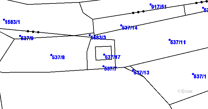 Parcela st. 537/17 v KÚ Turovec, Katastrální mapa