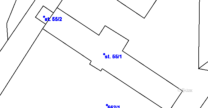 Parcela st. 55/1 v KÚ Turovec, Katastrální mapa