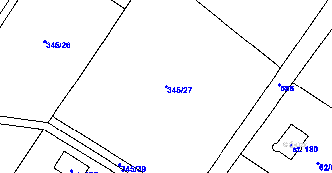 Parcela st. 345/27 v KÚ Turovec, Katastrální mapa