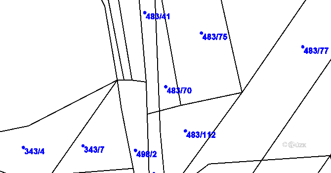 Parcela st. 483/70 v KÚ Turovec, Katastrální mapa